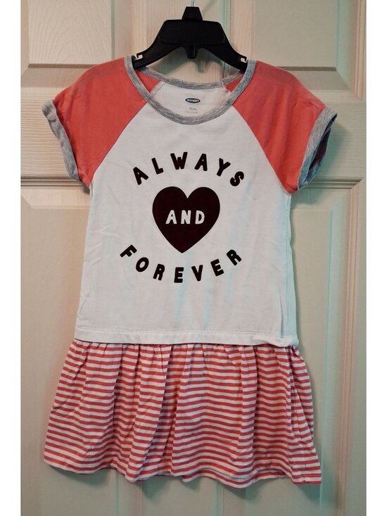 Old Navy Other - Old Navy Girls Always & Forever Dress 5T Pink & White Raglan Top Striped Bottom